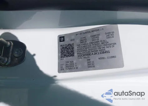 2019 Chevrolet Colorado Wt z USA, uszkodzony, nr VIN 1GCHSBEA1K1338451